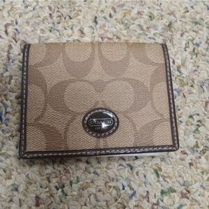 Coach Signature Tan and Brown Wallet